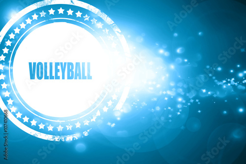 Blue stamp on a glittering background: volleyball sign backgroun photo