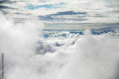 Skyscape with cloudover. view from the Mountain high in cloud