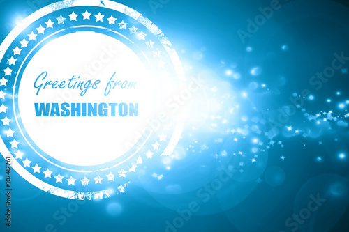 Blue stamp on a glittering background: Greetings from washington