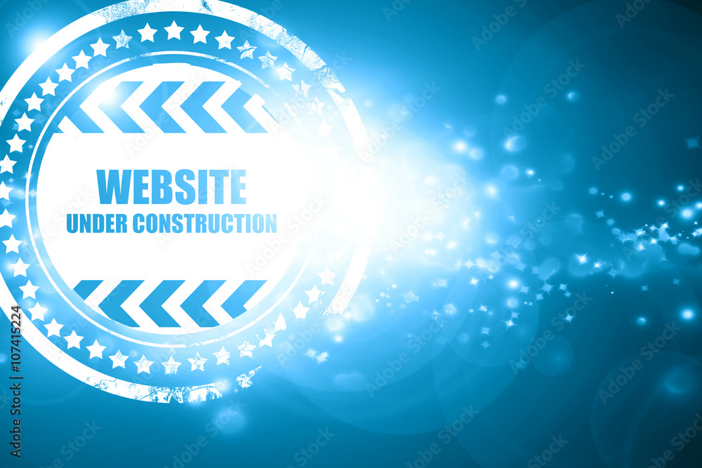 Blue stamp on a glittering background: Under construction sign Blue stamp on a glittering background: Under construction sign
