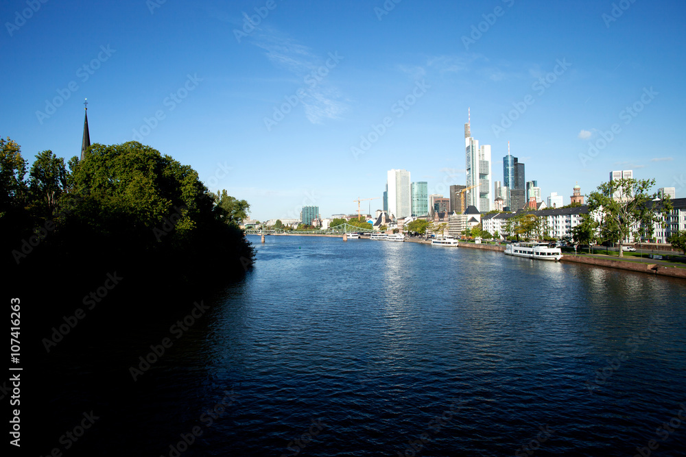 Frankfurt Skyline and blue river