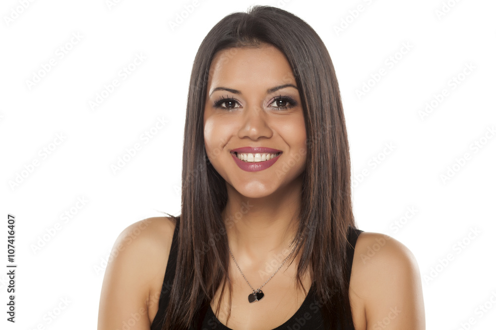 Smiling young dark-skinned pretty woman Smiling young dark-skinned pretty woman