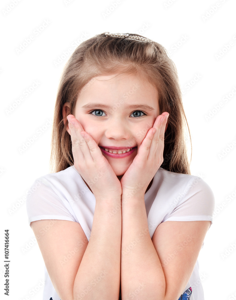 Portrait of adorable happy little girl isolated Portrait of adorable happy little girl isolated