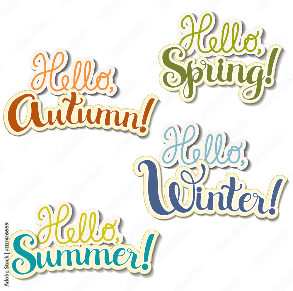 Set of positive lettering seasons Set of positive lettering seasons