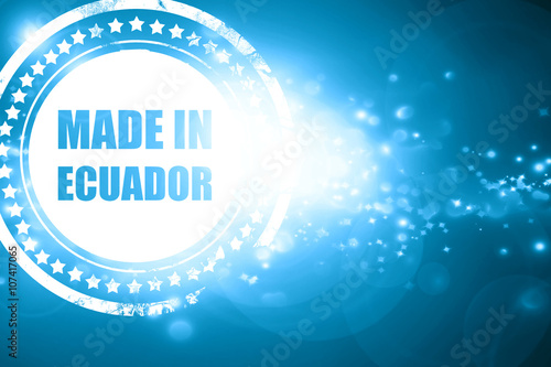 Blue stamp on a glittering background: Made in ecuador