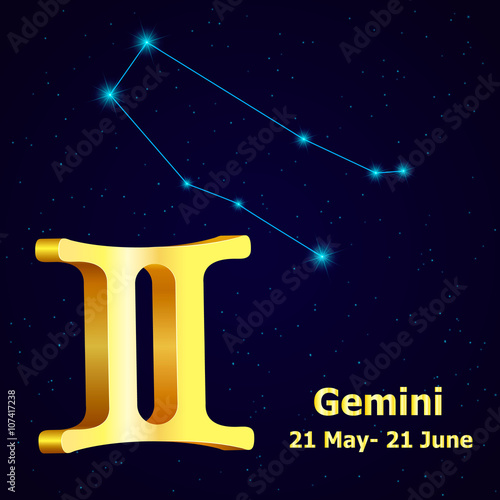 Vector  zodiac sign Gemini.