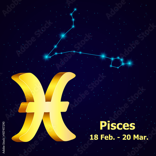 Vector  zodiac sign Pisces.