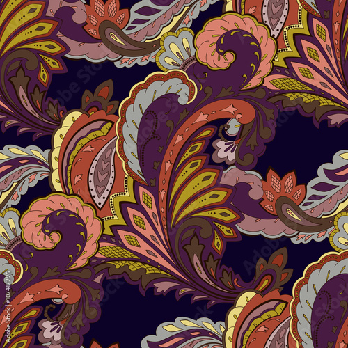 Paisley seamless pattern. Colored textile motif. For wrapping, wallpaper, fabric, textile