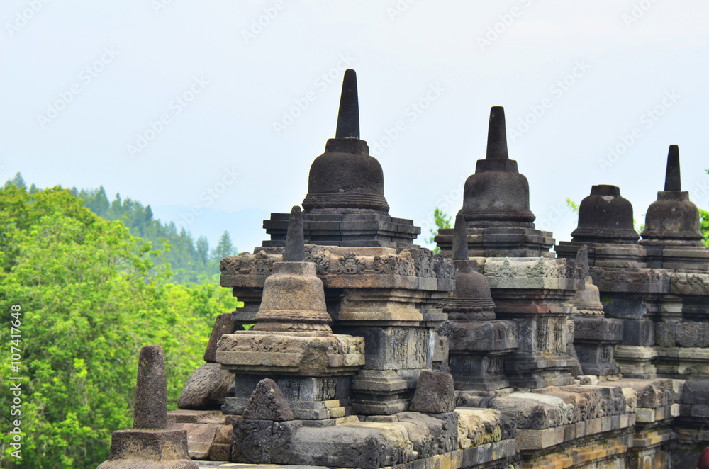 wall of Borobudur, Java, Indonesia