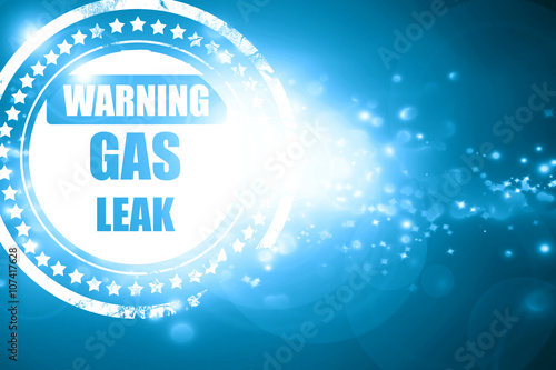 Blue stamp on a glittering background: Gas leak background
