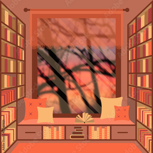 Vector illustration with home library