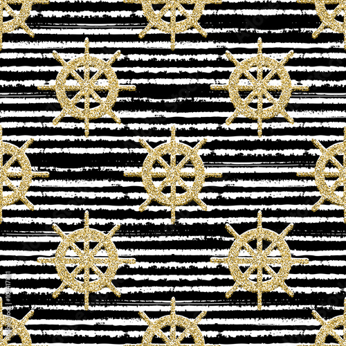 Seamless pattern with helms on striped tile background for adventure. For wrapping, wallpaper, textile, fabric © natikka