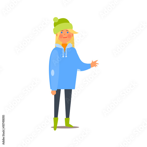 Hitchhiker Girl Vector Illustration