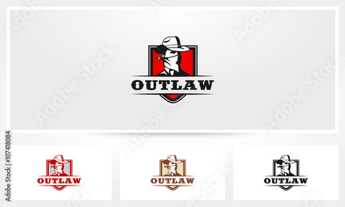 Outlaw Cowboy Wanted Logo