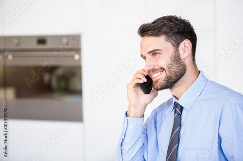 Businessman talking on cellphone