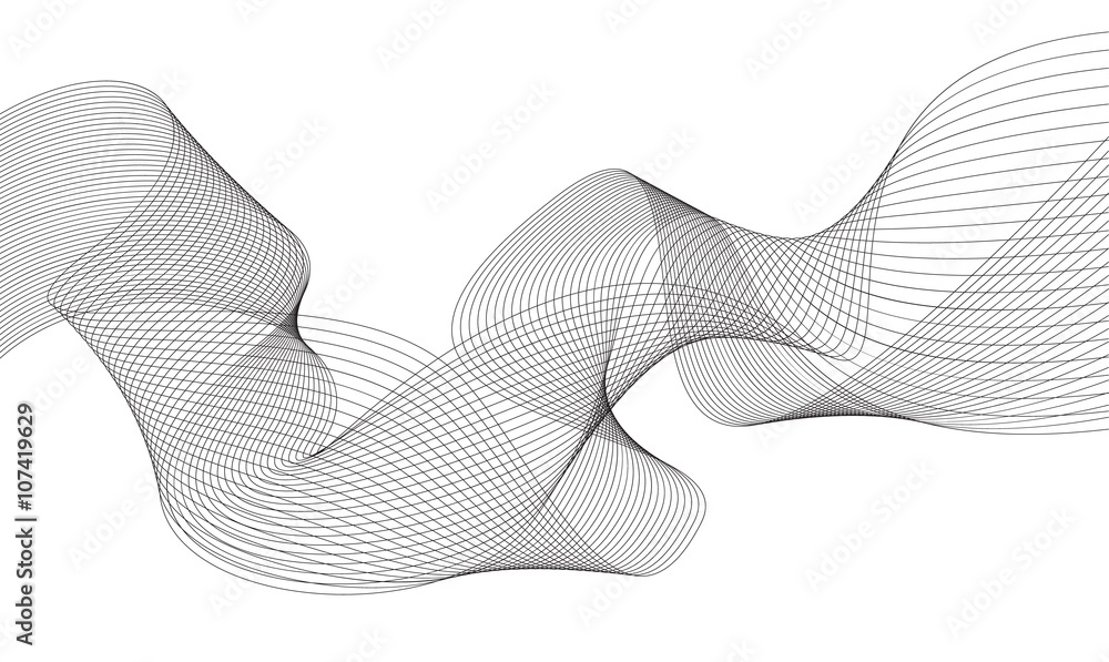 Abstract grey wave isolated on white background. Vector illustra Stock