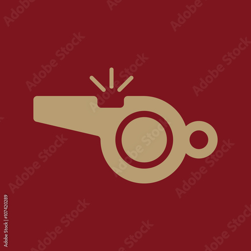 The whistle icon. Referee symbol. Flat