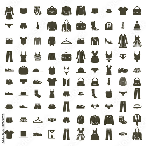 Clothes icon vector set  vector collection of fashion signs and symbols.