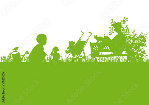 Silhouette Familie in Natur
