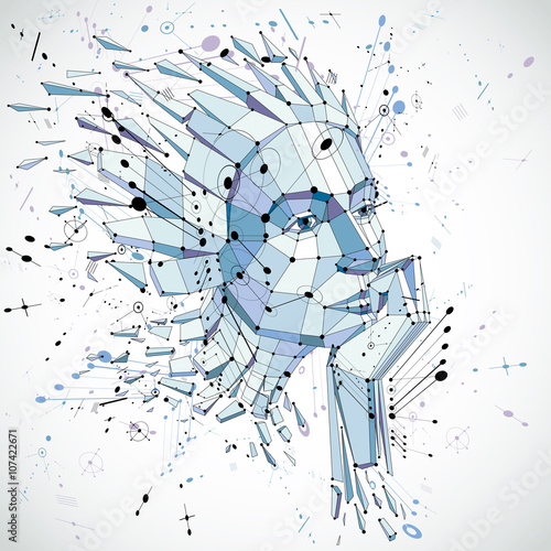 3d vector low poly portrait...