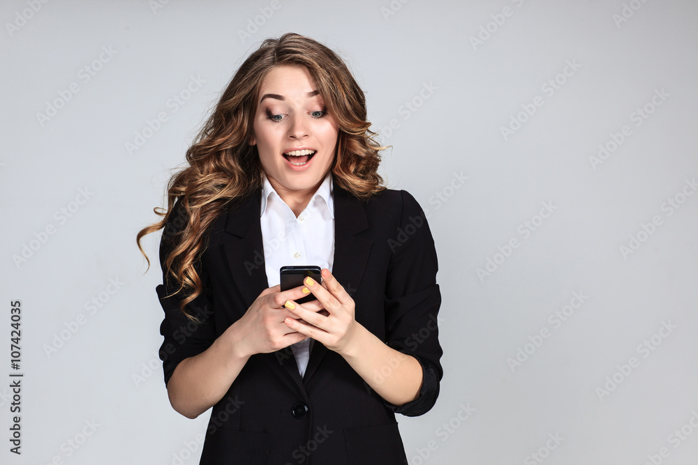 The young woman's portrait with happy emotions The young woman's portrait with happy emotions