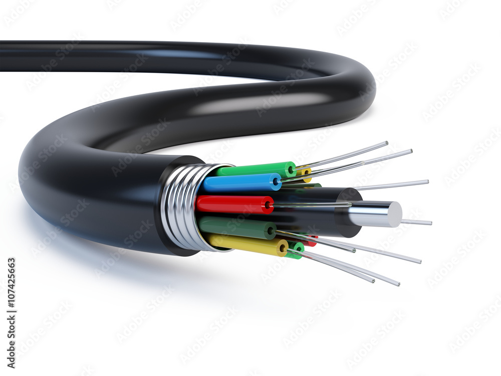 Fiber optical cable detail - 3d render - obrazy, fototapety, plakaty 