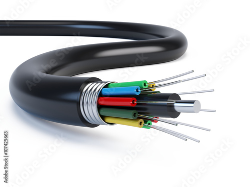 Fiber optical cable detail - 3d render photo