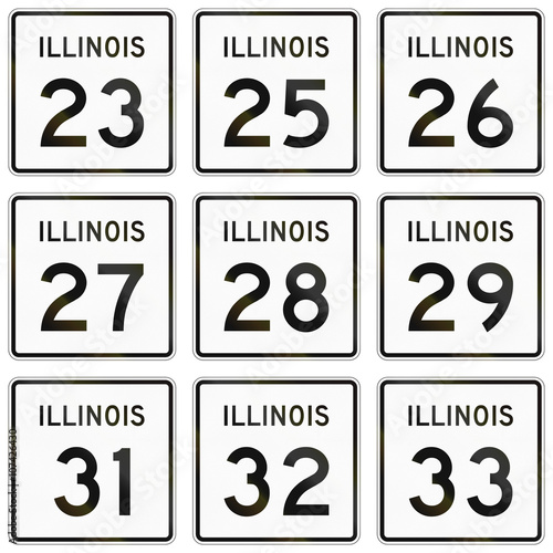 Collection of Illinois Route shields used in the United States