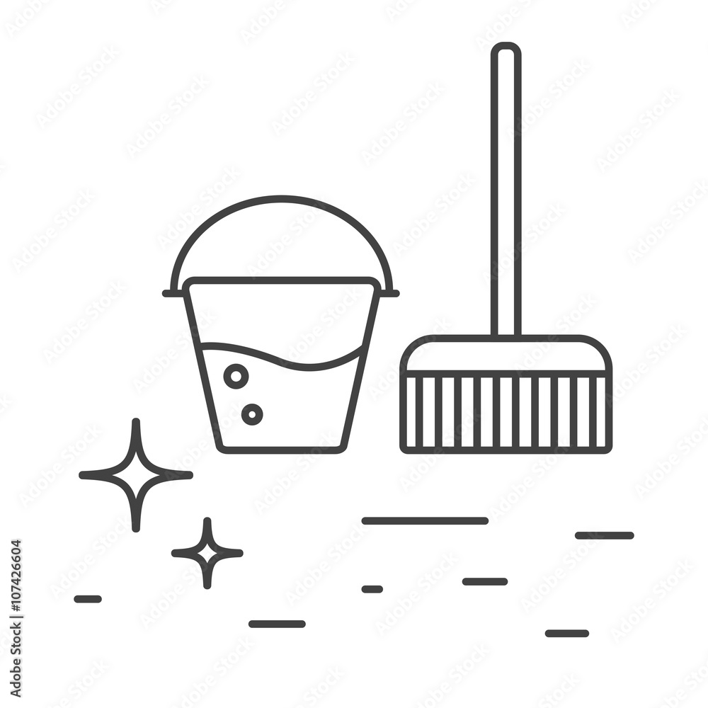 Mop And Bucket Clipart Black And White