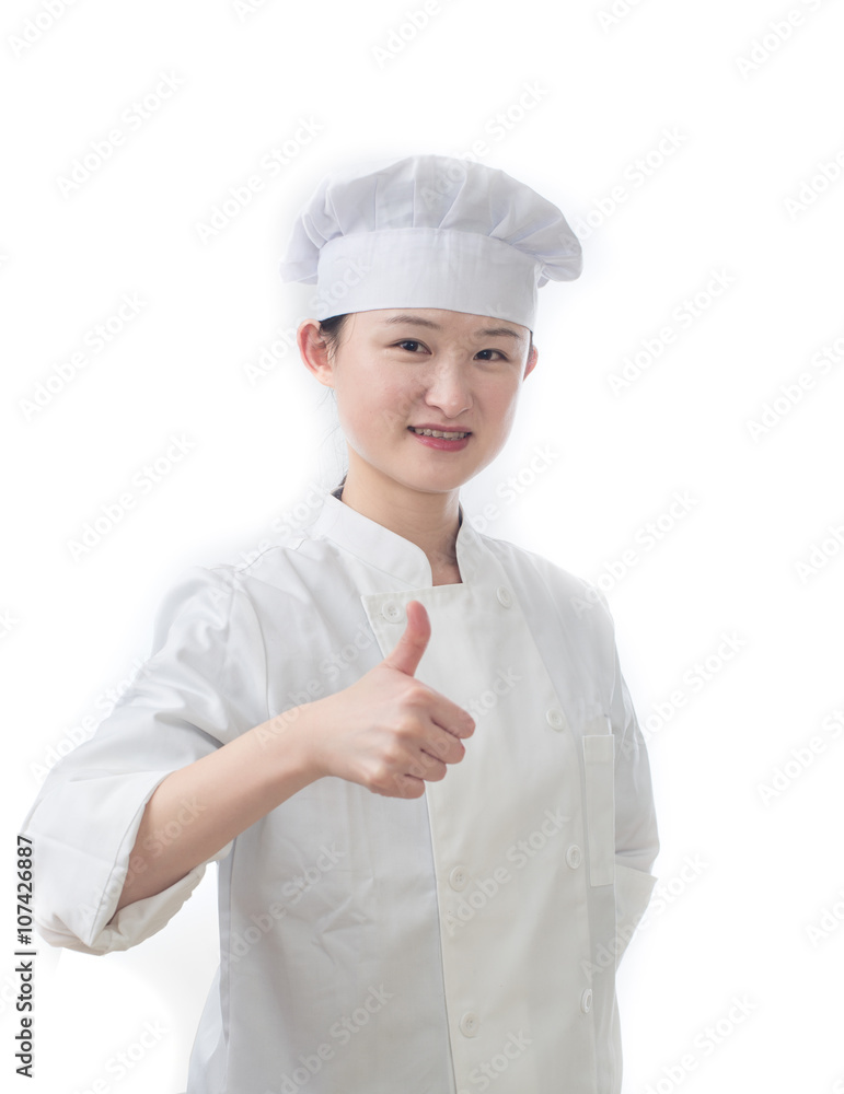 Chef woman. Baker. Isolated on white background. Chef woman. Baker. Isolated on white background.