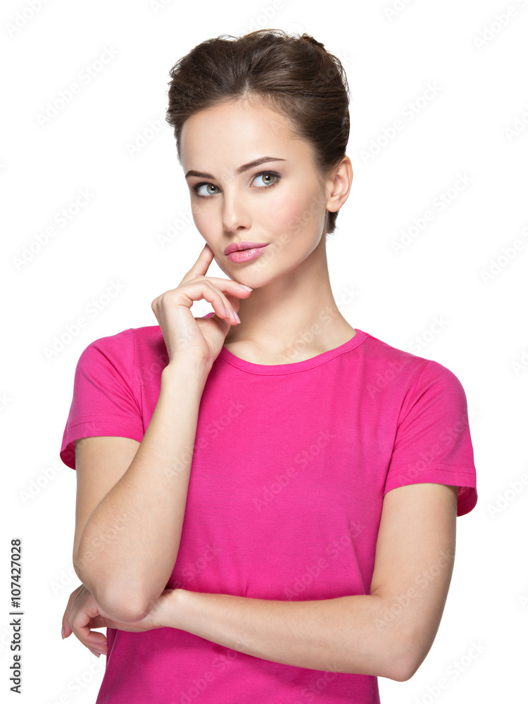 Portrait of the young thinking woman with some problem Portrait of the young thinking woman with some problem