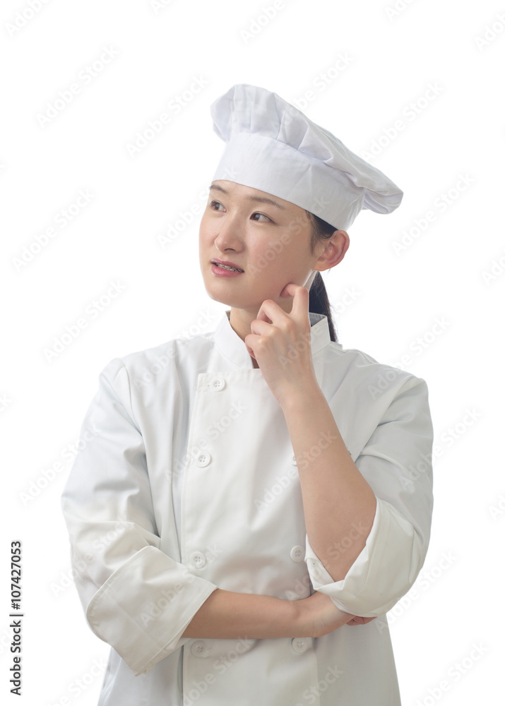 Chef woman. Baker. Isolated on white background. Chef woman. Baker. Isolated on white background.