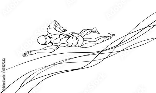 Freestyle Swimmer Silhouette. Sport swimming