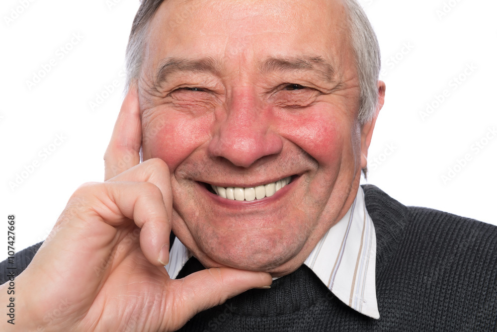 Close up portrait of an elegant senior man isolated on white bac Close up portrait of an elegant senior man isolated on white bac