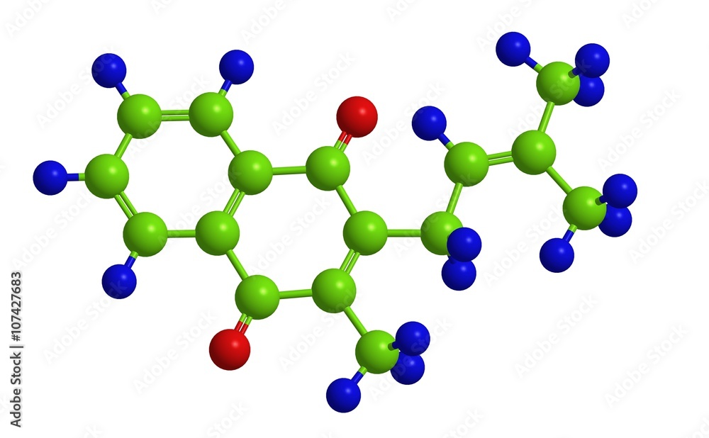 Molecular structure of menaquinone (vitamin K) Molecular structure of menaquinone (vitamin K)