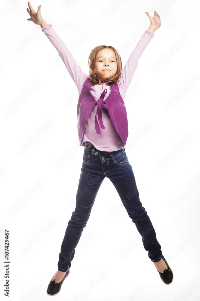 girl jumps on a white background girl jumps on a white background