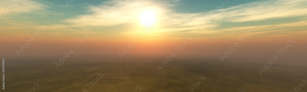 panoramic landscape. view from the heights, panoramic high-altitude landscape, aerial view, 3D rendering