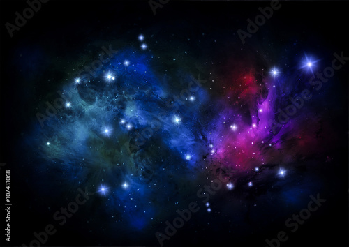 Colorful Space Nebula, Over Backgrround