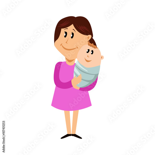 Mother with newborn child. Vector illustration