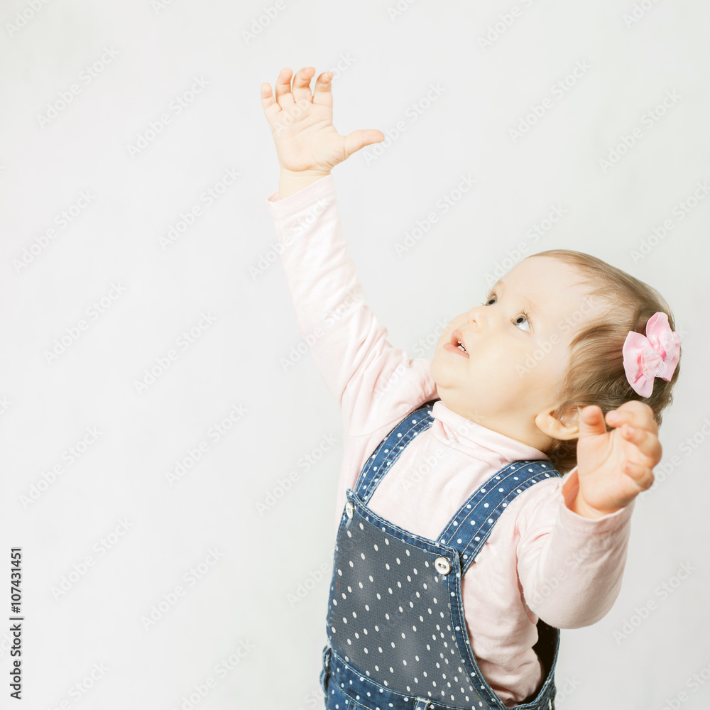 Active baby pulls her hands up Active baby pulls her hands up