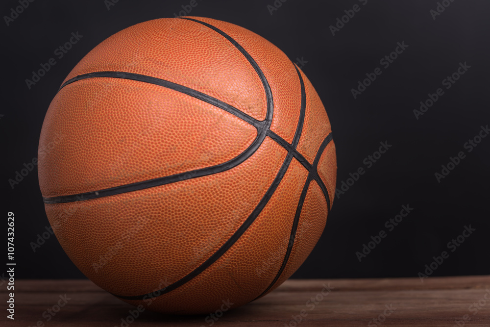 Closeup old basketball basket ball