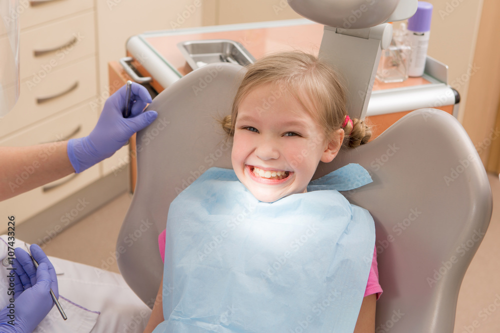 Young girl at dentist., dental treatment