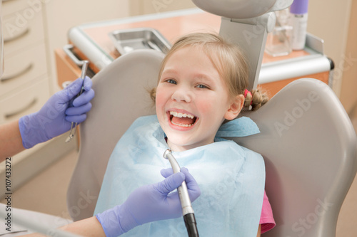 Young girl at dentist., dental treatment 

