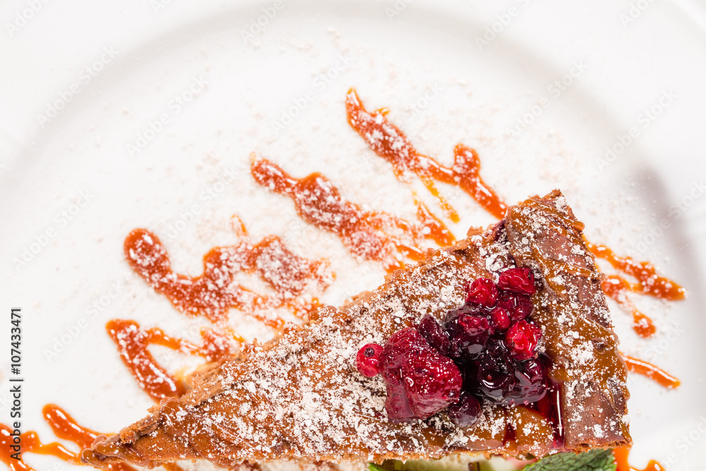 Delicious cake with forest berries. Delicious cake with forest berries.