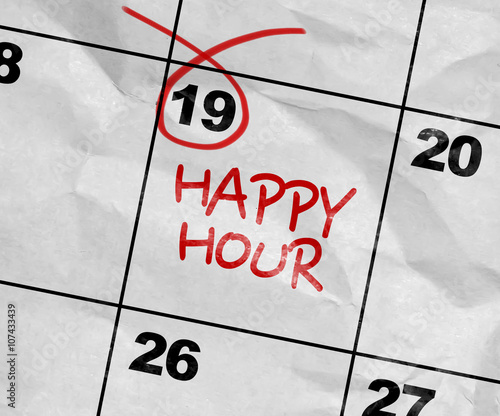 Concept image of a Calendar with the text: Happy Hour