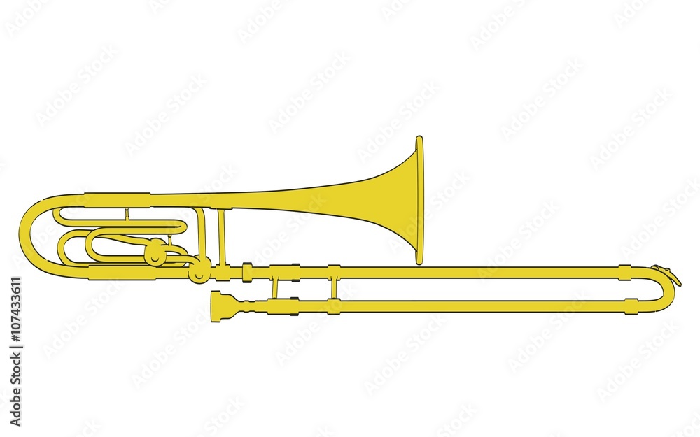 Fototapeta premium 2d cartoon illustration of bass trombone