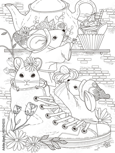 mice adult coloring page