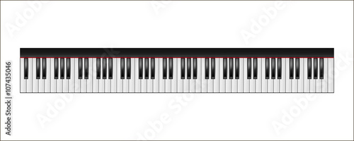 Piano keyboard, 88 keys, isolated 