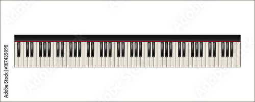 Piano keyboard, 88 keys, isolated 