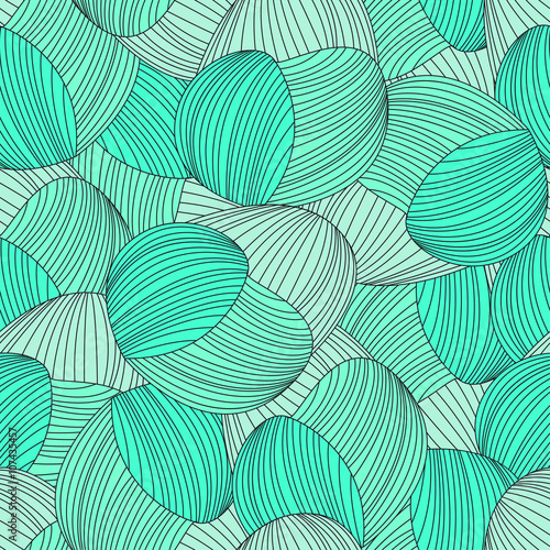 Seamless abstract hand-drawn pattern, waves background. Gorgeous seamless floral background. Vector Illustration